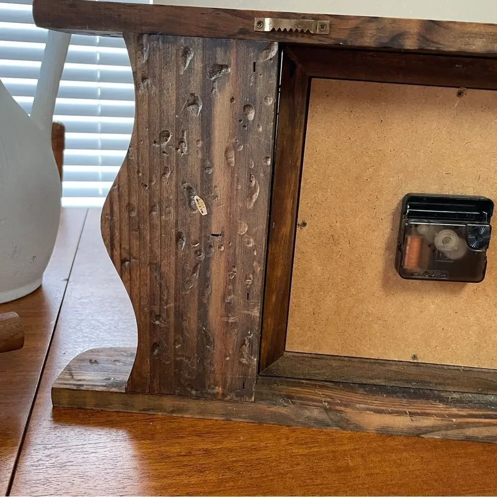 Vintage 1993 House of Lloyd Colonial Style Wall or Mantel Rustic Wooden Clock